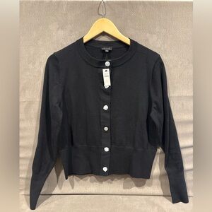Talbots Luxe Occasion Cardigan Black Jewel Button NWT Women’s Size Large